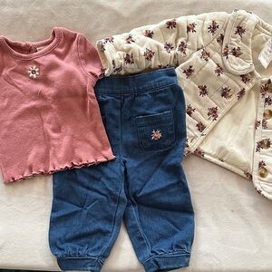 Floral Embroidered Kids Bottoms Set